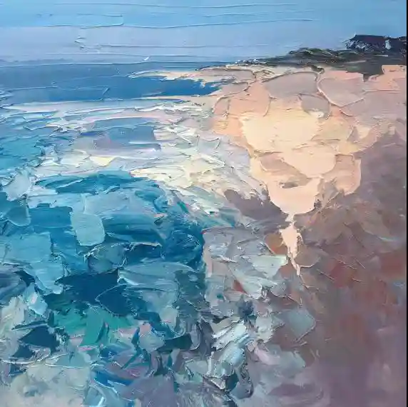 油畫!肌理與色塊的碰撞! 10 油畫大海2
