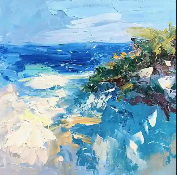 油畫!肌理與色塊的碰撞! 11 油畫大海3