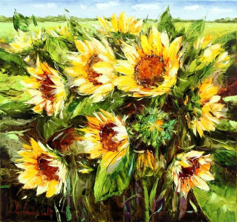 鮮艷明目豐富色彩,充滿意境的油畫! 6 向日葵Helianthus annuus鮮艷明目豐富色彩,充滿意境的油畫!