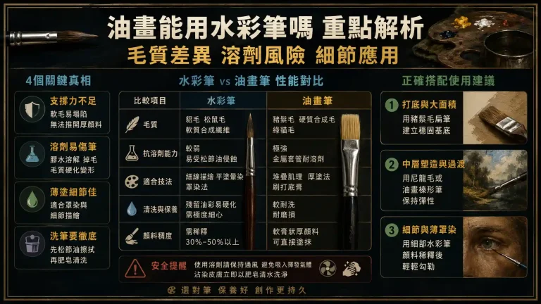 油畫可以用水彩筆畫嗎？毛質差異、溶劑危害與細節繪製全解析
