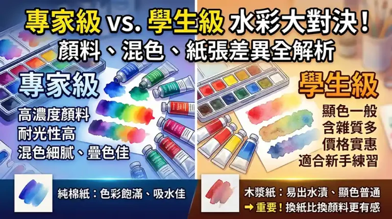 專家級水彩和學生級水彩差在哪？實測比較與品牌攻略