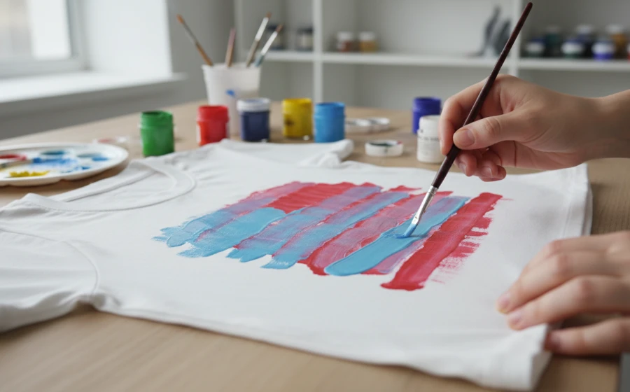 壓克力顏料畫衣服全攻略:Mobile01網友真實DIY經驗與優缺點深度解析 5 使用壓克力顏料在衣服上進行DIY彩繪的特寫