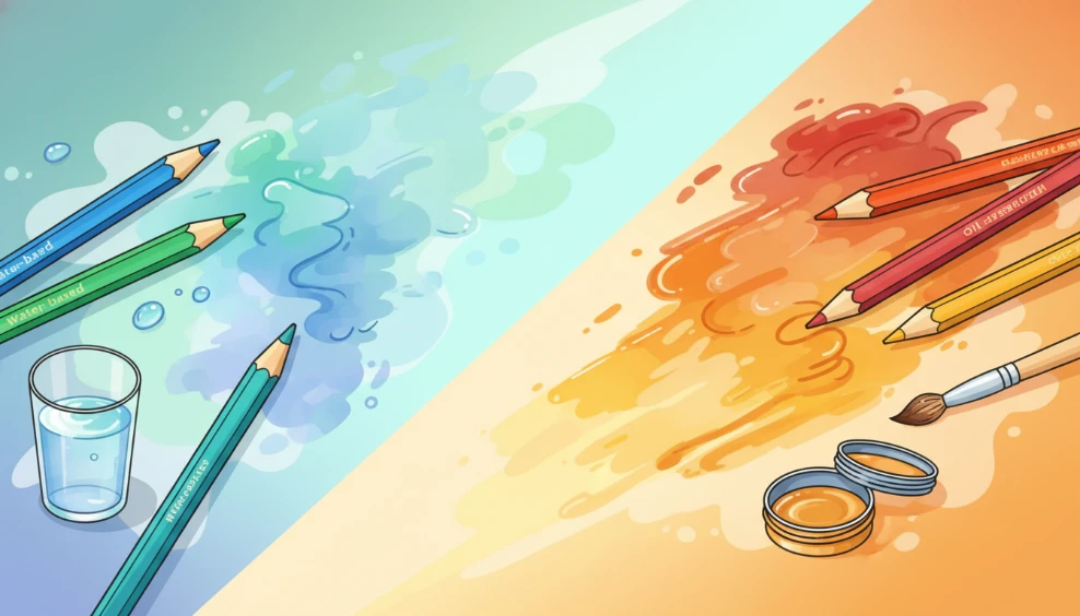 色鉛筆品牌與課程推薦 (水性vs油性) 詳細概念圖