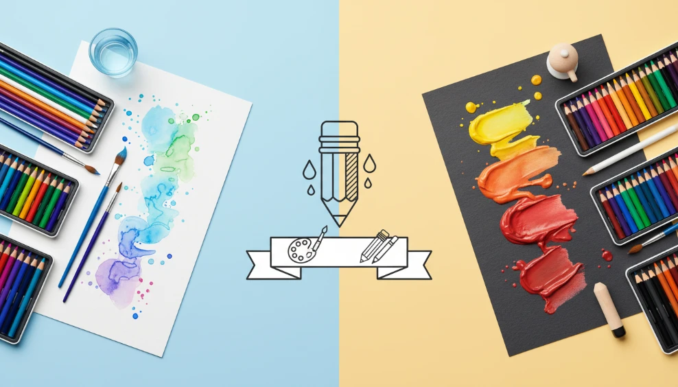色鉛筆品牌與課程推薦 (水性vs油性) 詳細概念圖